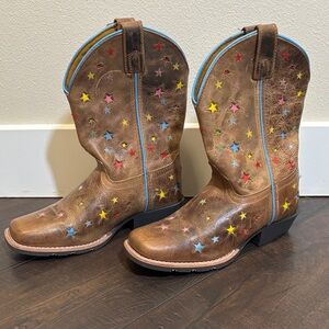 Brown Cowboy Boots with Colorful Star Accents